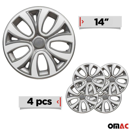 4x Radkappen Radzierblenden Radblenden 14" Zoll Stahlfelgen Silber weiß