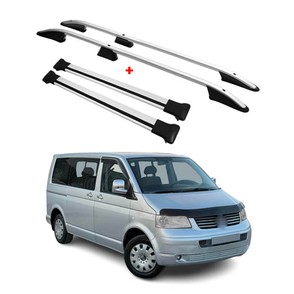 Dachreling + Dachträger für VW T5 T6 Transporter Multivan Kurzer Alu Grau 4x