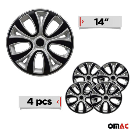 4x Radblenden Radkappen Radzierblenden für 14" Zoll Stahlfelgen Silber Schwarz