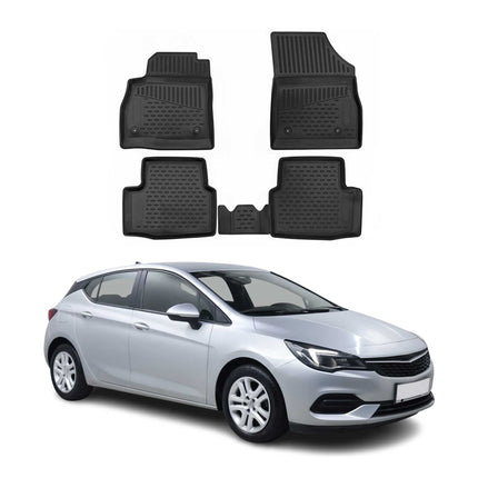 OMAC Gummimatten Fußmatten für Opel Astra K 2015-2021 TPE Automatten Schwarz 4x