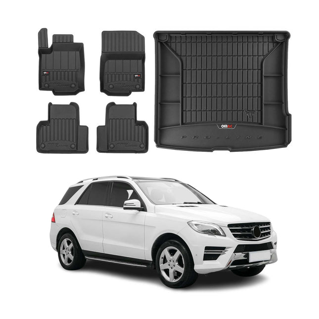 OMAC Fußmatten & Kofferraumwanne Set für Mercedes ML W166 2011-2015 Gummi 5x