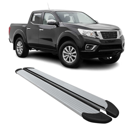 Seitenschweller Trittbretter für Nissan Navara D23 2015-2023 Double Cab Alu Grau