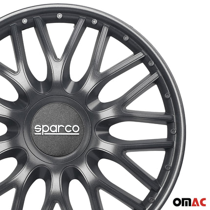 Radkappen Radzierblenden Sparco Roma 15" Zoll Auto Abdeckung Set Grau 4 Stück
