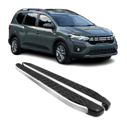 Alu Trittbretter Seitenschweller für Dacia Jogger 2022-2026 Schwarz Silber 2tlg