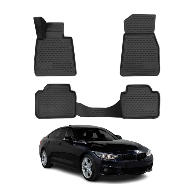 OMAC Gummi Fußmatten für BMW 4er Coupe Grand Coupe F32 F36 2013-2021 Schwarz 4x