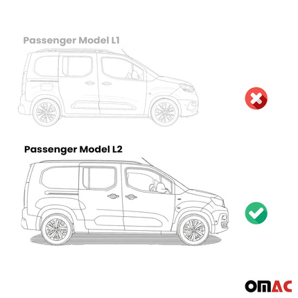 Trittbretter Seitenschweller für Peugeot Rifter 2018-26 Kombi L2 Silber Schwarz