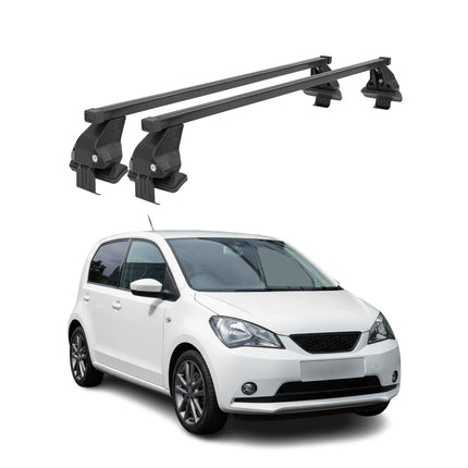 Menabo Dachträger Grundtäger für Seat Mii 2011-2021 50kg Stahl Schwarz 2 tlg