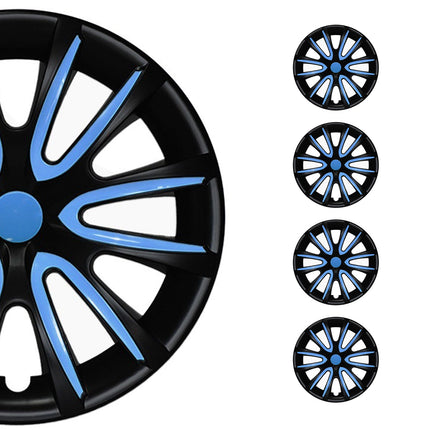 4x Radkappen Radzierblenden Radblenden 15" Zoll Stahlfelgen Matt Schwarz Blau