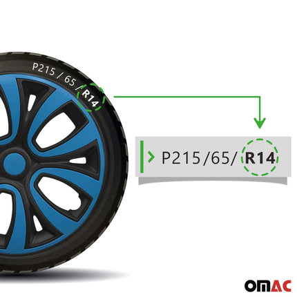 4x Radzierblenden Radblenden Radkappen für 14" Zoll Stahlfelgen Blau Schwarz