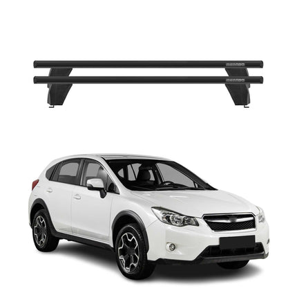 Menabo Dachträger Grundtäger für Subaru XV mk1 2012-2017 75kg Alu Schwarz 2 tlg