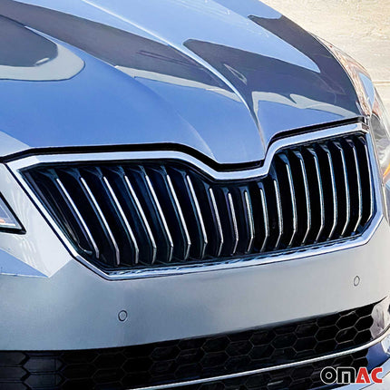 Kühlergrill Leisten Grillleisten für Skoda Superb 2015-2019 Edelstahl Chrom 16x