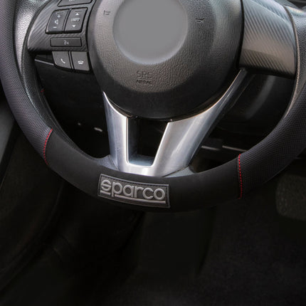 SPARCO Lenkradbezüge Lenkradschoner Lenkradschutz Schwarz Rot Gummi Suede