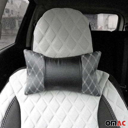 KFZ Auto Kopfstütze Sitzkissen Nackenstütze Textil & Leder Schwarz Grau 8x30cm
