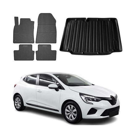 Fußmatten & Kofferraumwanne Set für Renault Clio Schrägheck 2019-2025 Gummi 5x