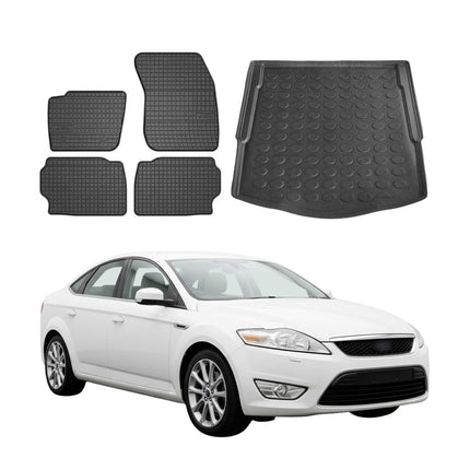 Fußmatten & Kofferraumwanne Set für Ford Mondeo mk4 Liftback 2007-2014 Gummi 5x