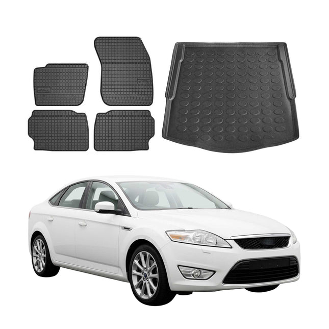 Fußmatten & Kofferraumwanne Set für Ford Mondeo mk4 Liftback 2007-2014 Gummi 5x