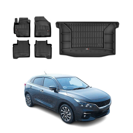 OMAC Fußmatten & Kofferraumwanne Set für Suzuki Baleno 2015-2022 Gummi 5x