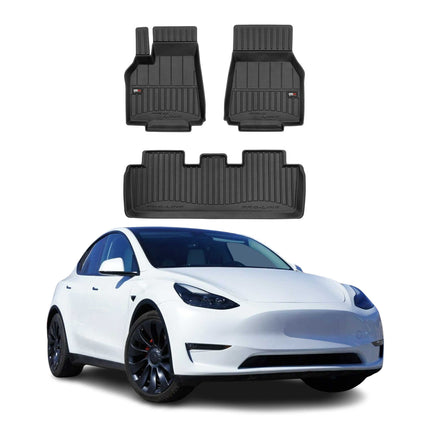 OMAC Gummi Fußmatten für Tesla Model Y 2020-2024 Premium TPE Automatten 3tlg