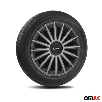 Radkappen Radzierblenden Sparco Treviso 14" Zoll Abdeckung Set Grau Silber 4x
