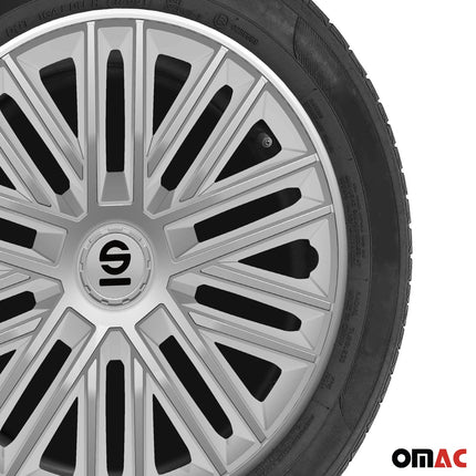 Radkappen Radzierblenden Sparco Bergamo 14" Zoll Auto Abdeckung Set Silber 4x