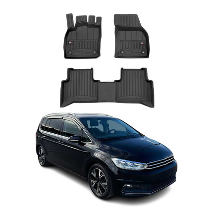 Fußmatten Gummimatten für VW Touran II 2015-2026 OMAC Premium 3D Schwarz TPE 3x