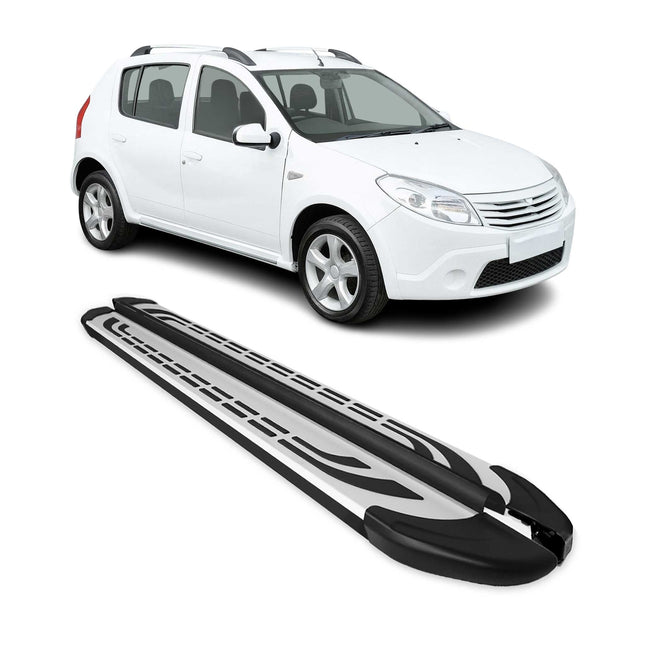 Trittbretter Seitenschweller für Dacia Sandero Stepway 2007-2012 Schwarz Alu