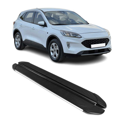 Trittbretter Seitenschweller für Ford Kuga III 2019-2026 Alu Schwarz Silber 2x