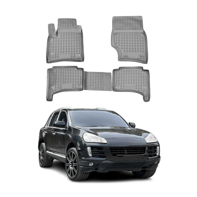 OMAC Gummimatten Fußmatten für Porsche Cayenne 2002-2010 TPE Automatten Grau 4x