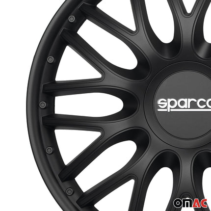 Radkappen Radzierblenden Sparco Roma 16" Zoll Auto Abdeckung Set Schwarz 4x