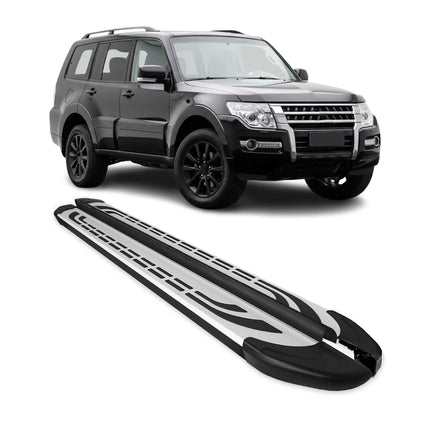 Trittbretter Schweller Seitenbretter für Mitsubishi Pajero 2006-2021 Alu Schwarz