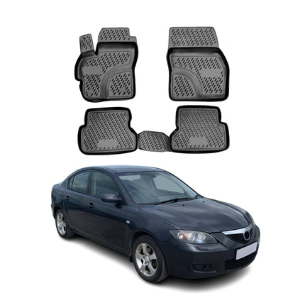 OMAC Gummimatten Fußmatten für Mazda 3 2003-2009 TPE Automatten Schwarz 4x