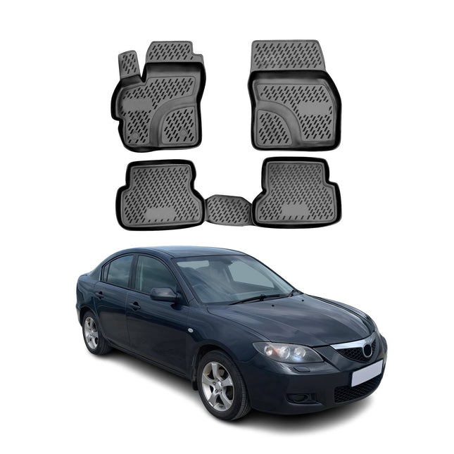 OMAC Gummimatten Fußmatten für Mazda 3 2003-2009 TPE Automatten Schwarz 4x