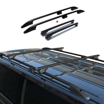 Dachreling + Dachträger für VW T5 T6 Transporter L2 Langer  Alu Schwarz 4x