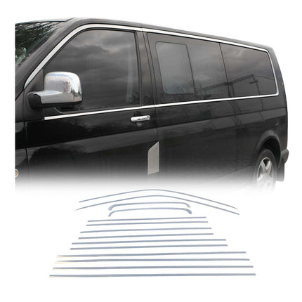 Fensterleisten Zierleisten für VW T5 2003-2015 Kurzer Schiebetür Edelstahl 14tlg