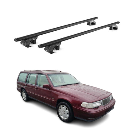 Dachträger Grundtäger für Volvo 940 1990-1998 5 tür 90kg Alu Schwarz 2 tlg ABE