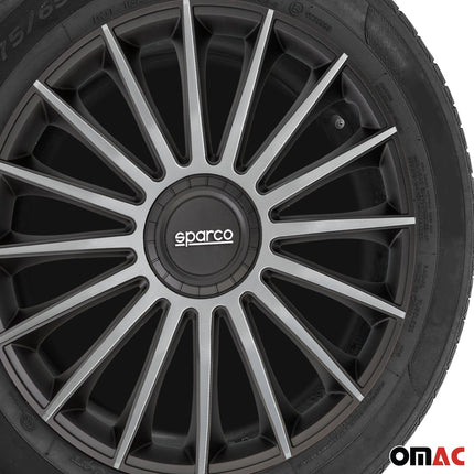 Radkappen Radzierblenden Sparco Treviso 14" Zoll Abdeckung Set Schwarz Silber 4x