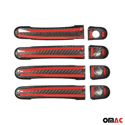 Türgriff Blende Carbon für VW Caddy 2003-2015 4Tür Kohlefaser Rot 6tlg