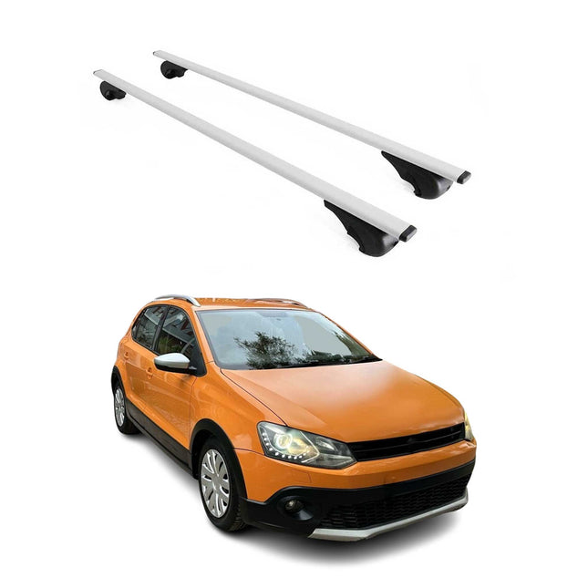 Dachträger Grundtäger für VW Polo Schrägheck 2009-2017 75kg Metall Silber 2 tlg