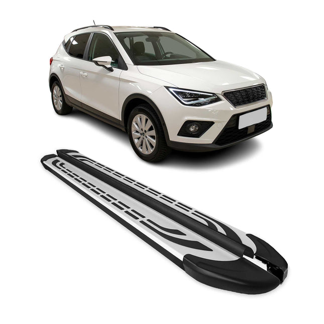 Trittbretter Seitenschweller für Seat Arona 2017-2026 Silber Schwarz 2 tlg