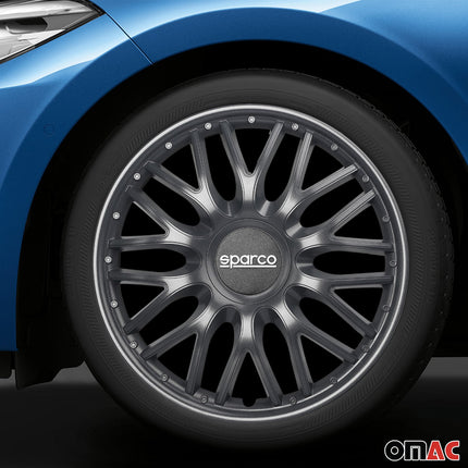 Radkappen Radzierblenden Sparco Roma 16" Zoll Auto Abdeckung Set Grau 4 Stück