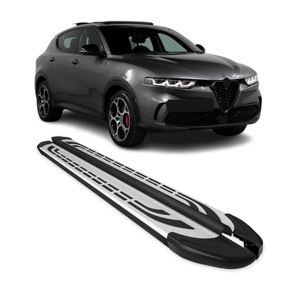 Trittbretter Seitenschweller für Alfa Romeo Tonale 2022-2026 Silber Schwarz 2x
