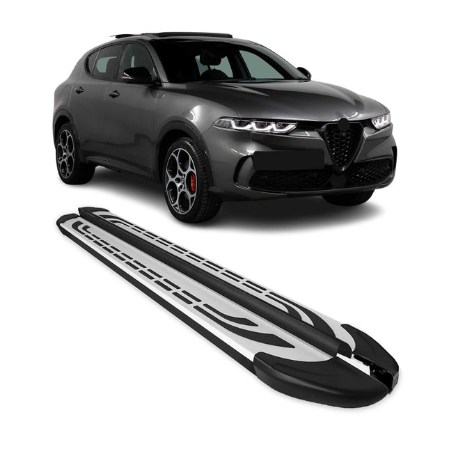 Trittbretter Seitenschweller für Alfa Romeo Tonale 2022-2026 Silber Schwarz 2x