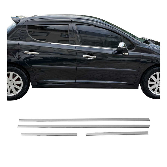 Fensterleisten Zierleisten für Peugeot 207 Schrägheck 5-Tür 2006-2012 Chrom 4tlg