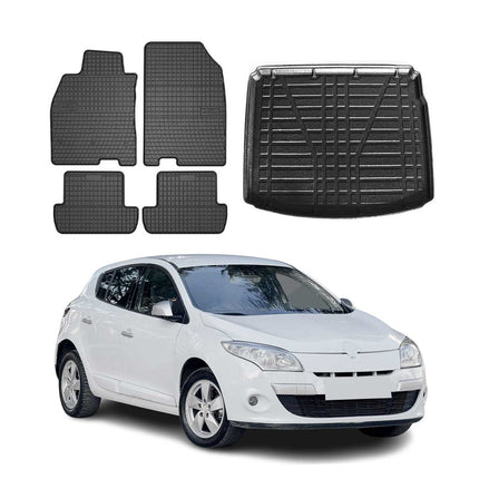 Fußmatten & Kofferraumwanne Set für Renault Megane Grandtour 2009-2016 Gummi 5x