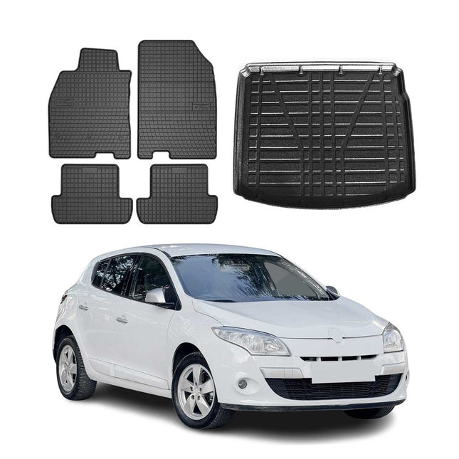 Fußmatten & Kofferraumwanne Set für Renault Megane Grandtour 2009-2016 Gummi 5x