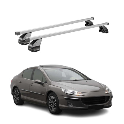 Menabo Dachträger Grundtäger für Peugeot 407 2004-2011 75kg Stahl Silber 2 tlg