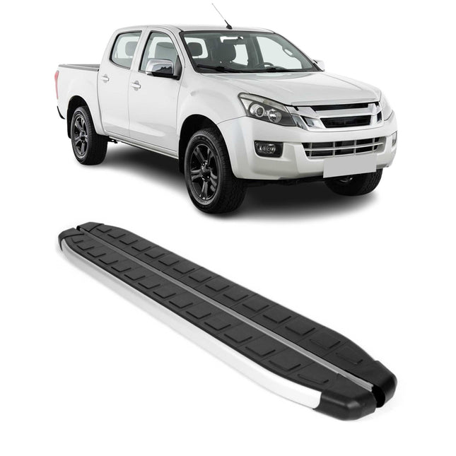 Seitenschweller Trittbretter für Isuzu D-Max DoubleCab 2012-2019 Alu Schwarz