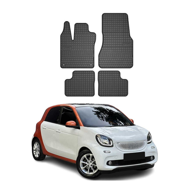 OMAC Gummi Fußmatten für Smart Forfour 2014-2020 Automatten Gummi Schwarz 4tlg