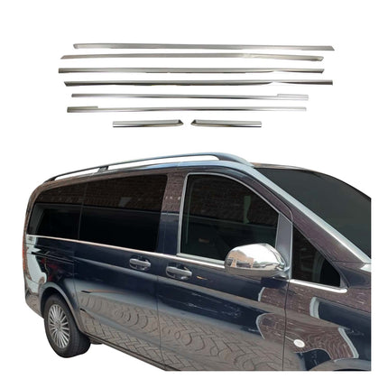 Fensterleisten Zierleisten für Mercedes Klasse W447 L2 2014-2026 Untere Chrom 8x