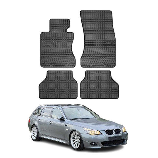 OMAC Gummi Fußmatten für BMW 5er E60 E61 Limo Touring 2003-2010 Schwarz 4x